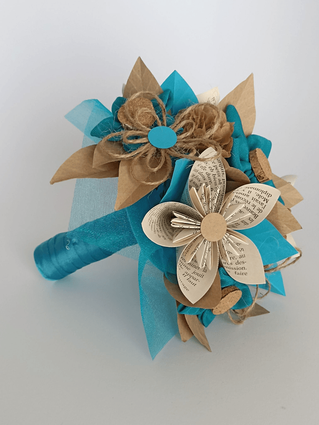 Bouquet Mariée Bleu & Kraft _ Petit Format