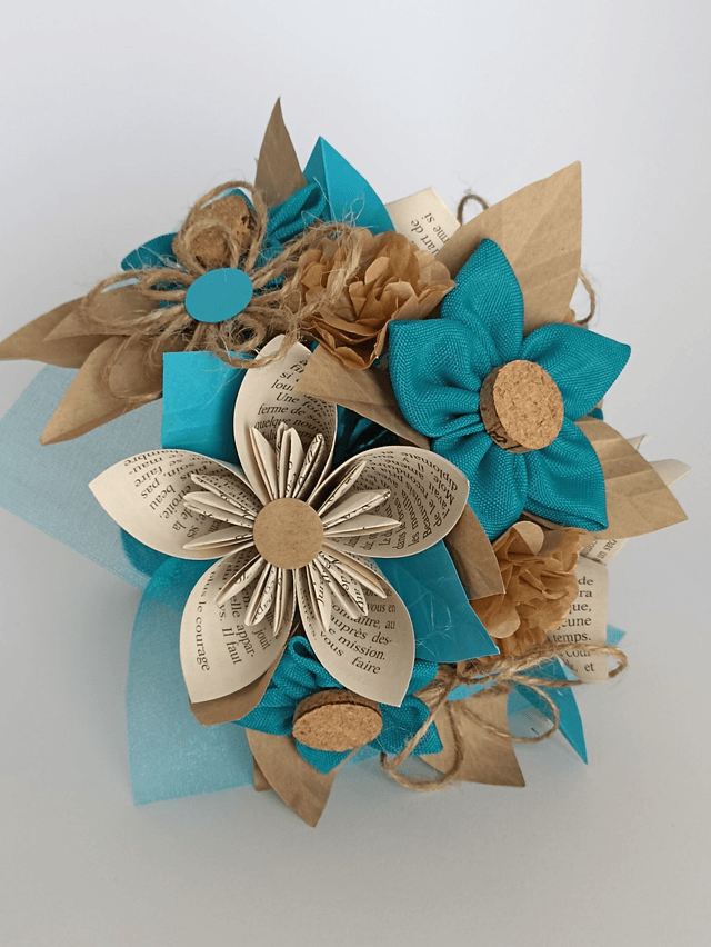 Bouquet Mariée Bleu & Kraft _ Petit Format