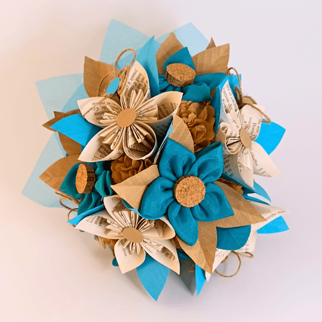 Bouquet Mariée Bleu & Kraft _ Grand Format