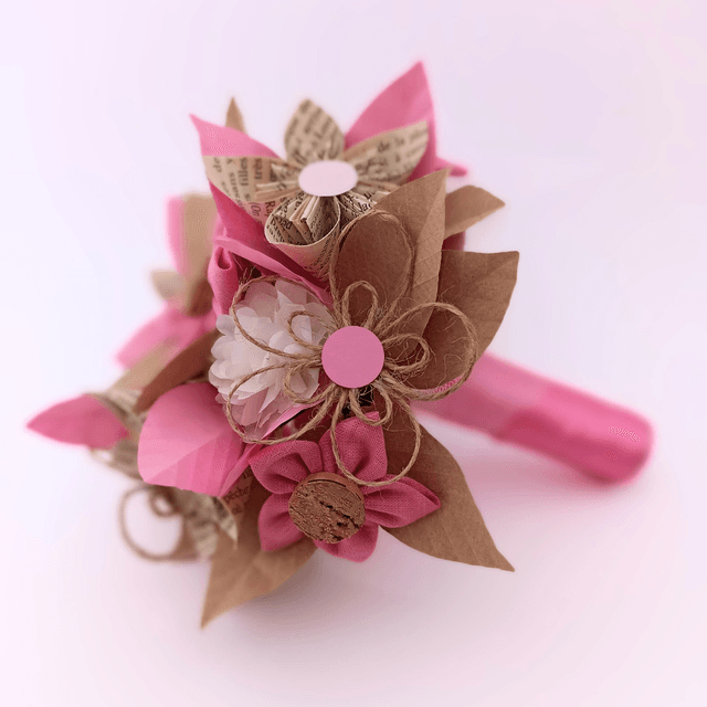 Bouquet Mariée Rose & Kraft _ Petit Format 