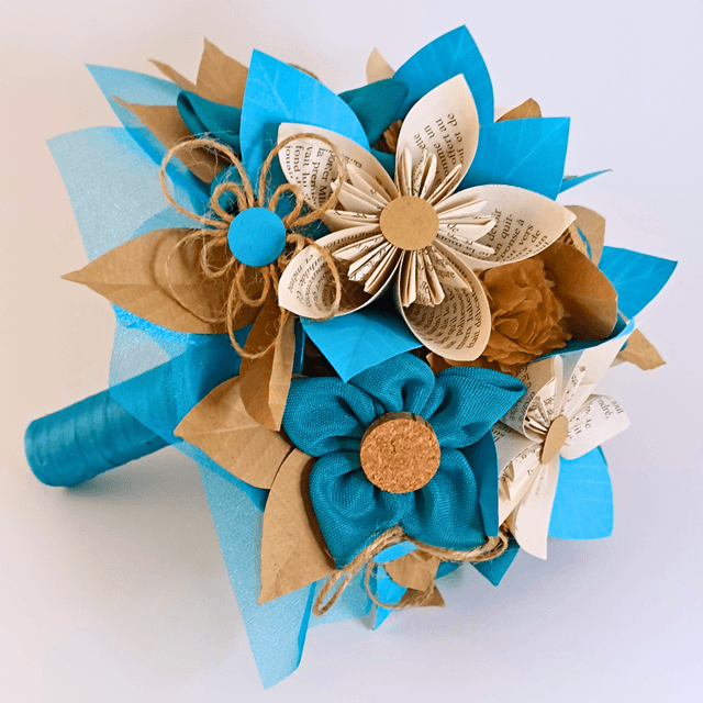 Bouquet Mariée Bleu & Kraft _ Grand Format